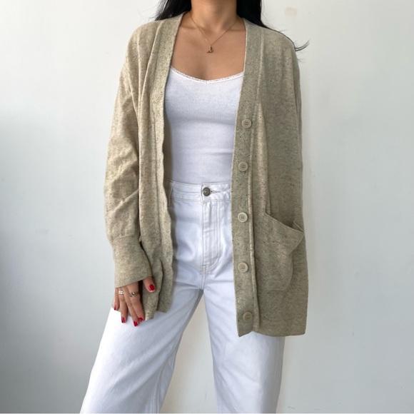 COS Beige V-Neck Wool Cardigan - Small/Medium - Picture 2 of 4